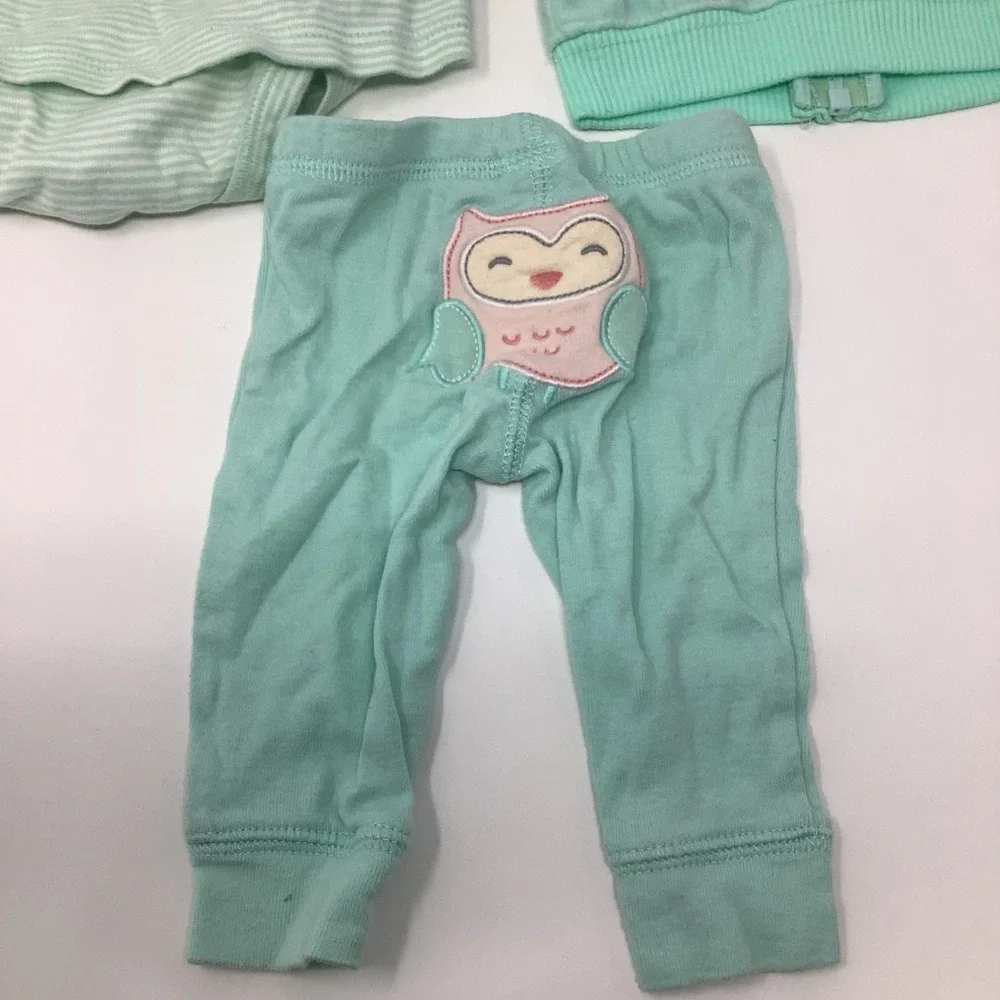 Carter's Baby Girl 3pc Lot Newborn Mint‎ Dress Vest Leggings